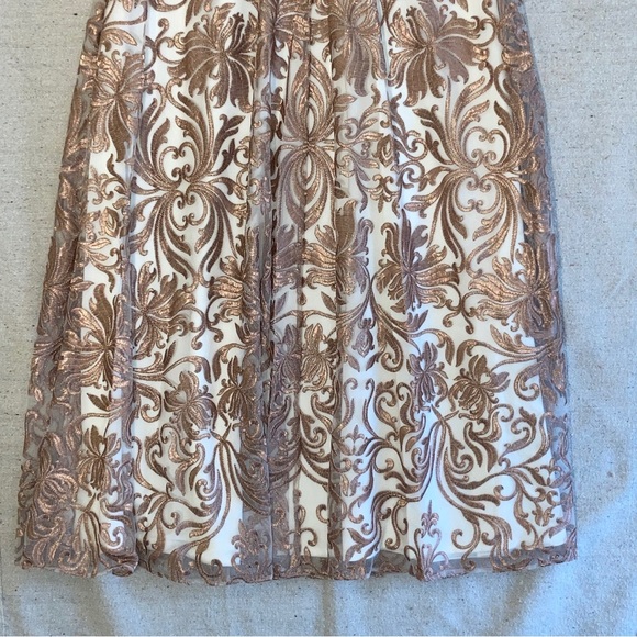 Marchesa Notte Prom Gown Embroidered Lace Formal Cream & Gold Maxi Dress 6 NWT - Picture 8 of 16